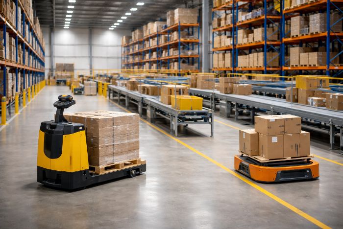 Intern transport bij e-commerce magazijnen